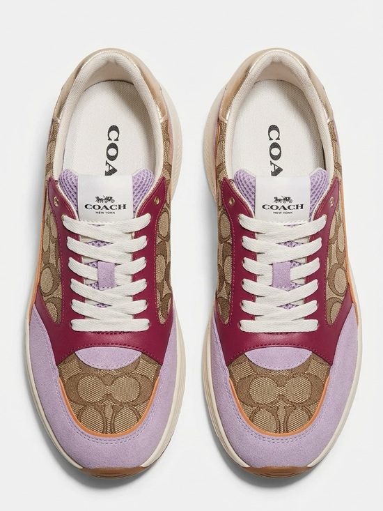 Coach Shoes - Coach Women’s Logo Low-Top Sneaker in Magenta, Lavender & Tan